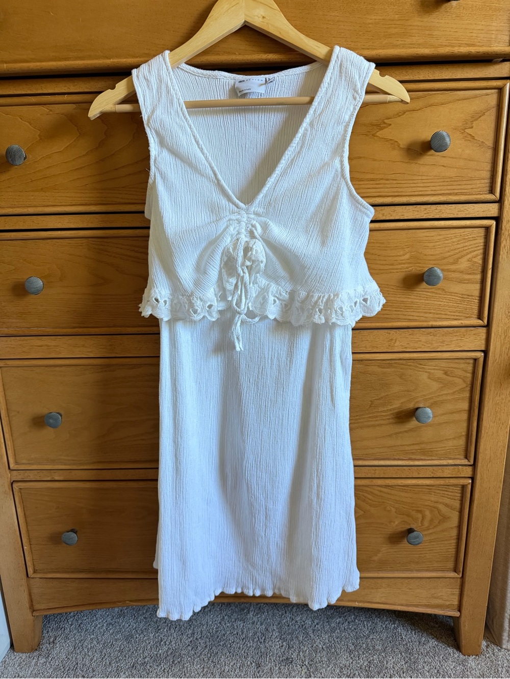 ASOS Design Maternity Mini Dress Womens Size 8 Ruched Cotton Linen Sleeveless